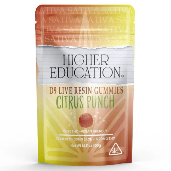 Higher Education Gummies 1200mg D-9 Live Resin (40pcs/pk)-Citrus Punch