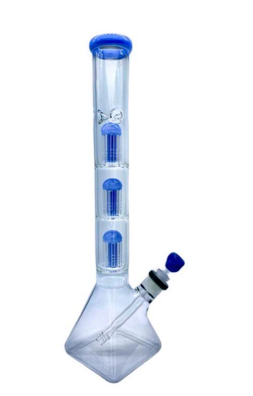 18in 4 Chamber Triple Tree Perc Beaker W/ Colored Lip