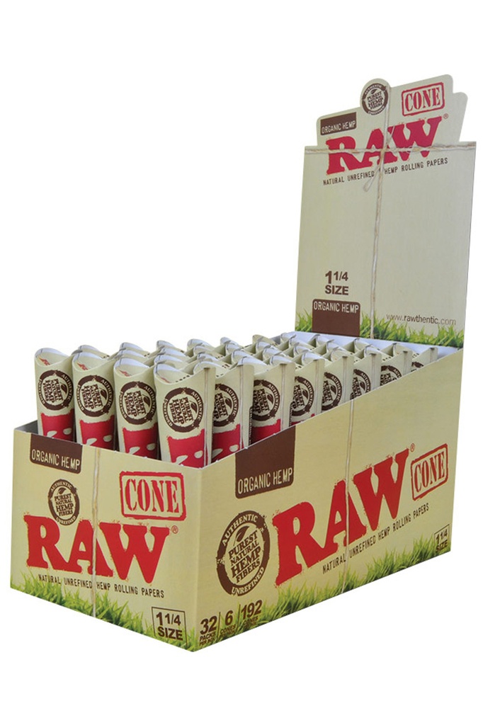 Raw Organic 1 1/4 Cones 32pack Display