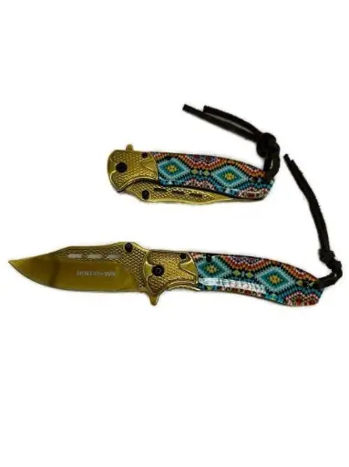 [638361816277] 4.5" Closed F/K Gold Ti Blade & Bolster Special Pattern Knife