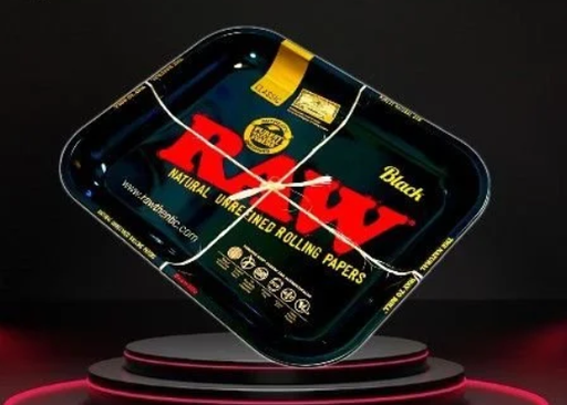 [716165286424] Raw large Black Metal Rolling Tray