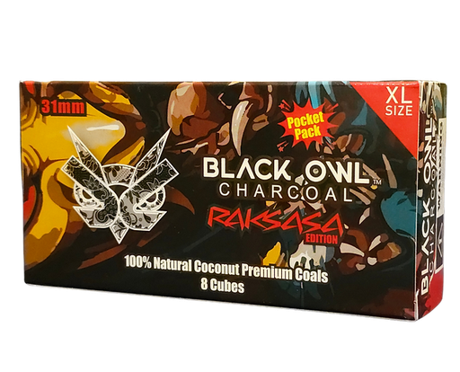 [196852934270] Black Owl Charcoal Natural Coconut Coals Pocket Packs-Raksasa Edition 31MM 8ct