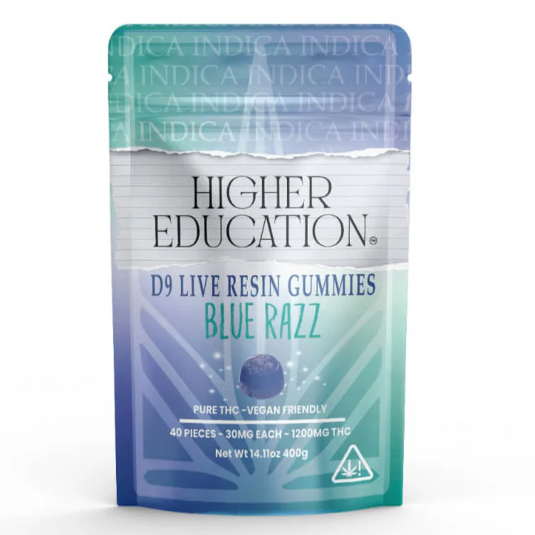 Higher Education Gummies 1200mg D-9 Live Resin (40pcs/pk)-Blue Razz 