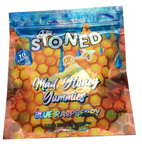 Stoned Mad Honey Gluten Free Gummies 10000mg (10ct/pk)-Blue Raspberry Rings