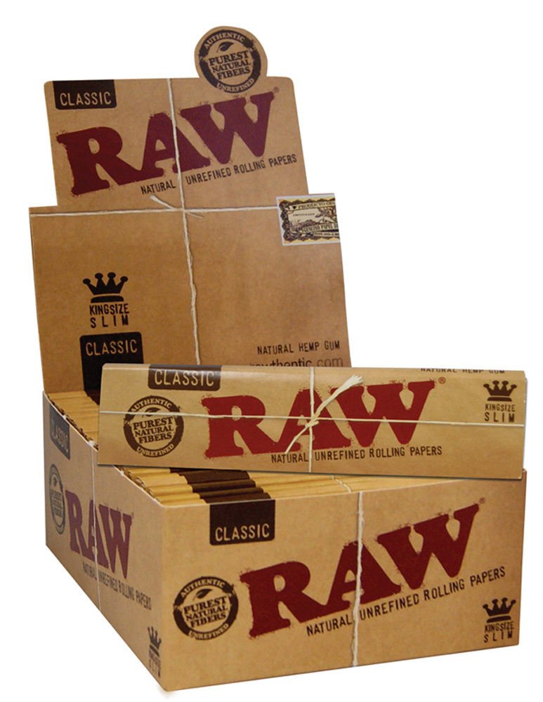 Raw Classic King Size Slim Rolling Paper 50 Per Box/32 Leaves Per Pack