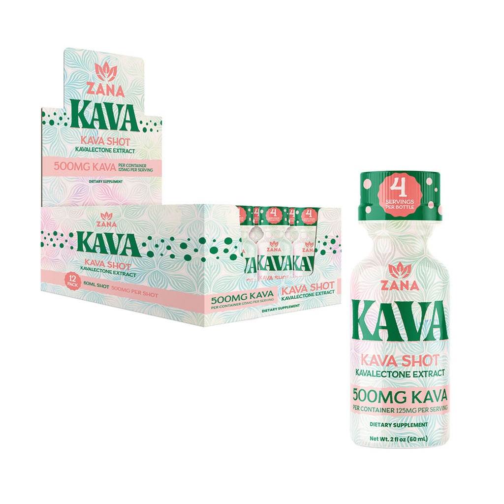 Zana Kava Shot 500mg (12ct/bx)-Kavalectone Extract