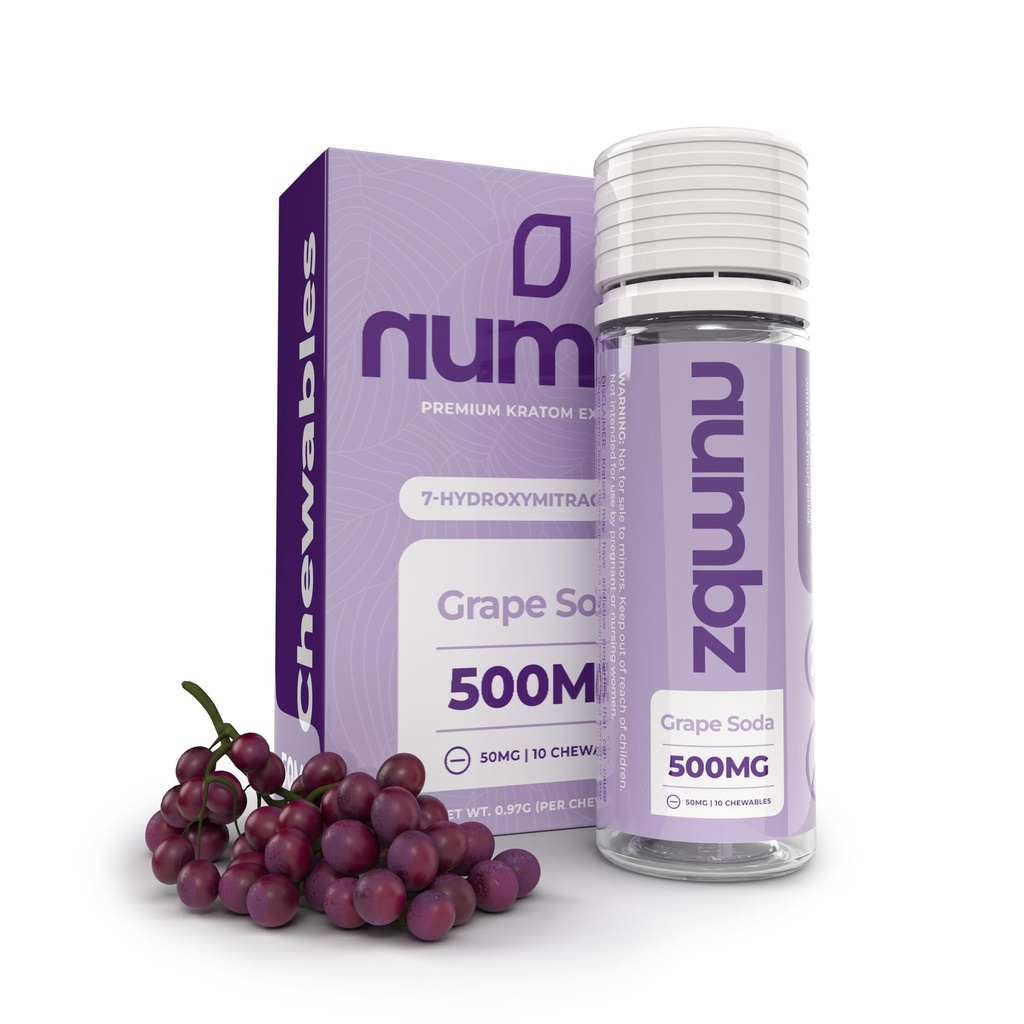 NUMBZ 7-HYDROXYMITRAGYININE CHEWABLE TABLETS 50MG/TAB 10CT JAR