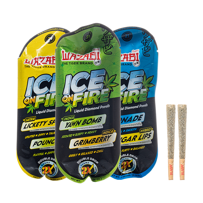 Wazabi Exotics Ice On Fire Pre-Rolls THCP 10pk Display