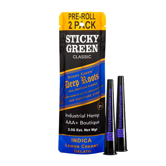 STICKY GREEN DEEP ROOTS PRE-ROLL 2CT/PK