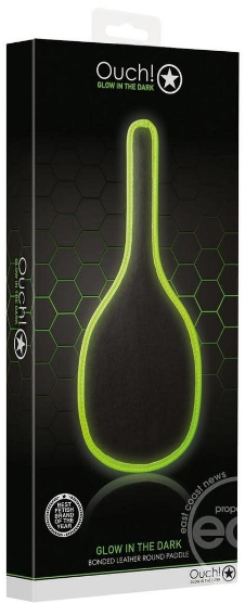 Ouch! Glow In The Dark Bounded Leather Round Paddle