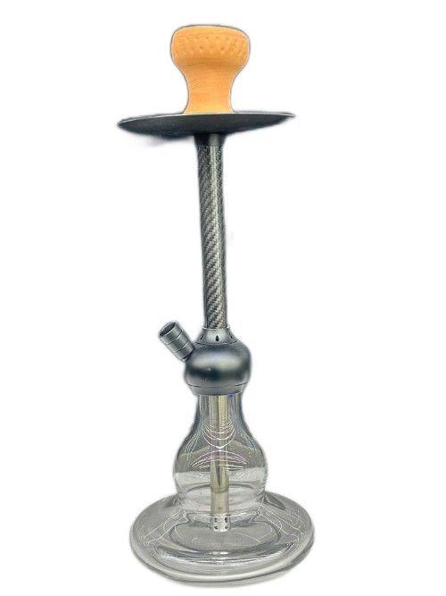 19in Metal Hookah With Carbon Fiber Design Vase & Silicone Hose