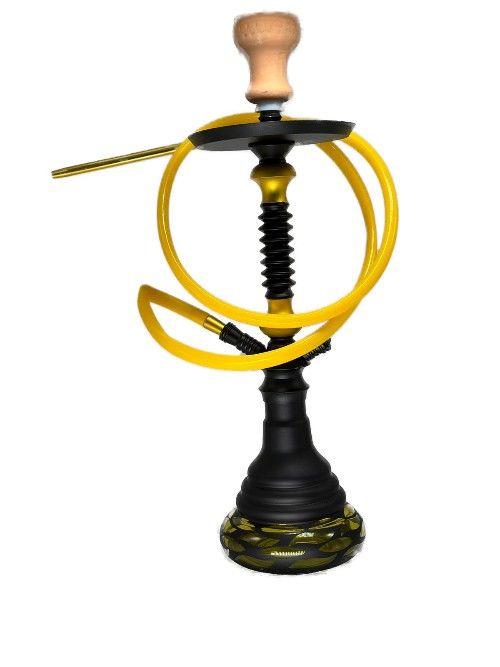 23in Metal Hookah With Design Vase & Silicone Hose