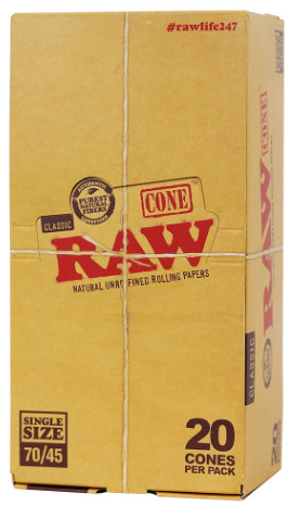 Raw 70/45 Cones 20CT 12 PK/Display