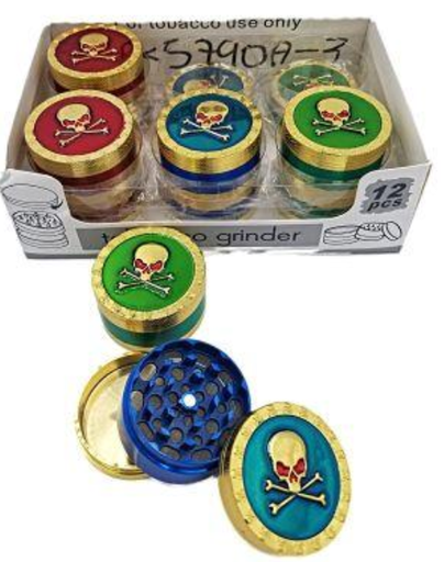 3 part 50mm Gold skull grinder