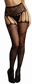 Shots Crotchless Cut-Out Pantyhouse Black