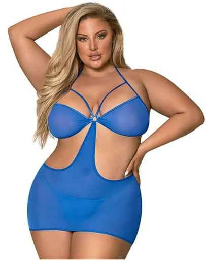 Magic Silk Cut Out Dress & G Set Cobalt Queen Size
