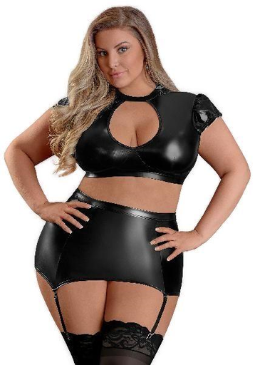 Magic Silk Crop Top & Skirt Black Queen Size