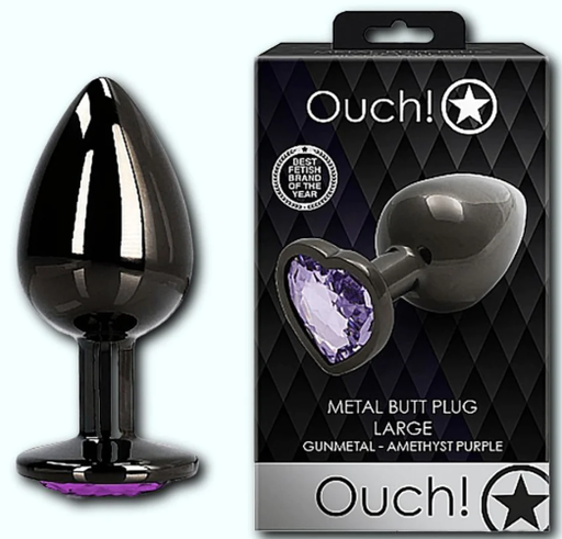 Ouch! Heart Gem Metal Butt Plug Large