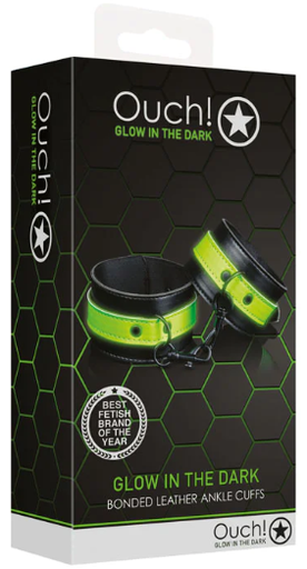 Ouch! Glow In The Dark Bonded Leather Handcuffs