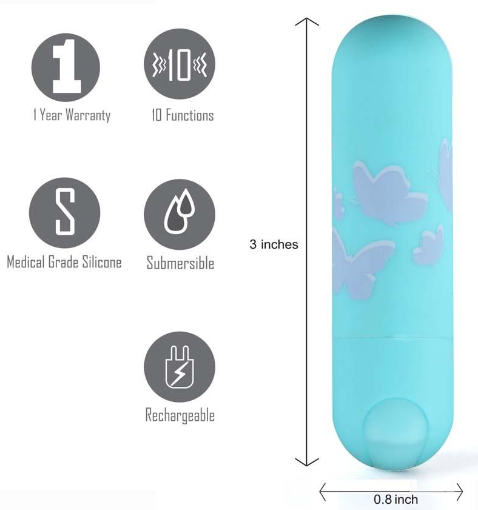 Julia Jessi Butterfly Pattern Rechargeable Mini Bullet