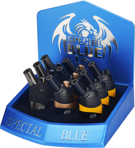 [811490560437] Special Blue Rock Steady Torch Lighters 9pc Display