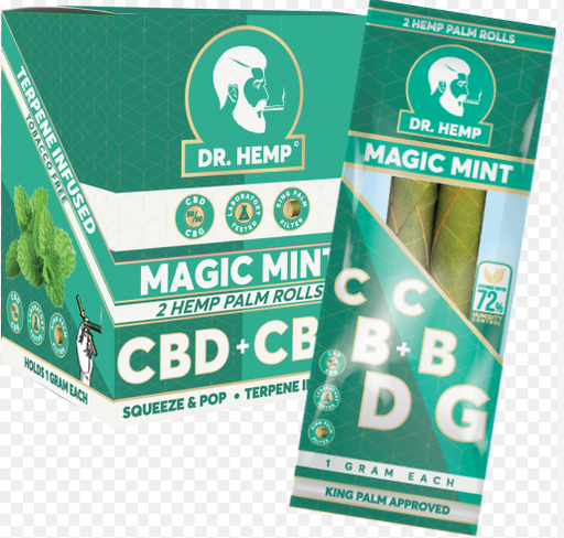 Dr. Hemp 2pk Hemp Rolls CBD+CBG 20pk Display