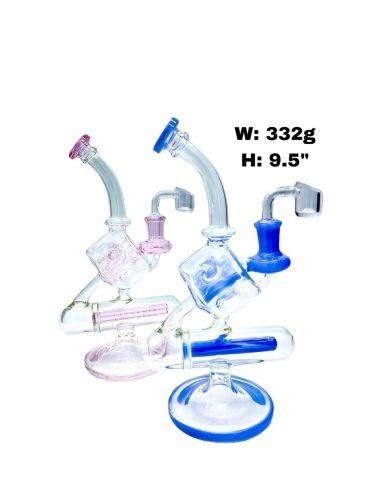 Bent Neck Colored Inline Diamond Dice Recycler Rig