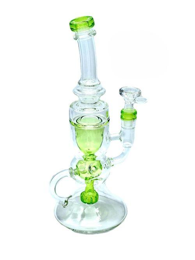 [5779] 10.5in Colored Waterpipe Recycler W/ Perc & Colored Lip