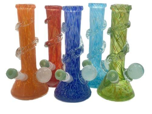 [5869] 12in Soft Glass Beaker W/ Swirl & Glass Knob