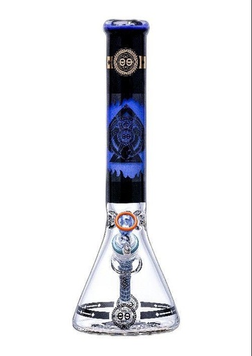 [00877] Cheech Milky Blue Protect The Crest Beaker