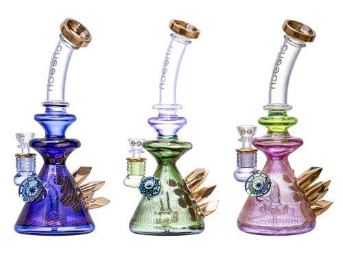[00857] Cheech 10in Multi Color Gold Crystal Rig WP