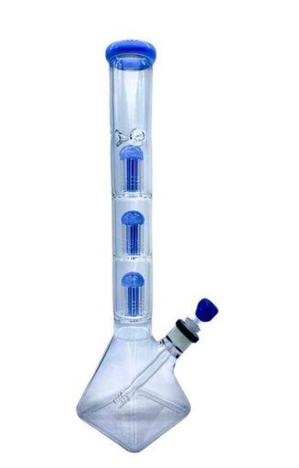 [5788] 18in 4 Chamber Triple Tree Perc Beaker W/ Colored Lip