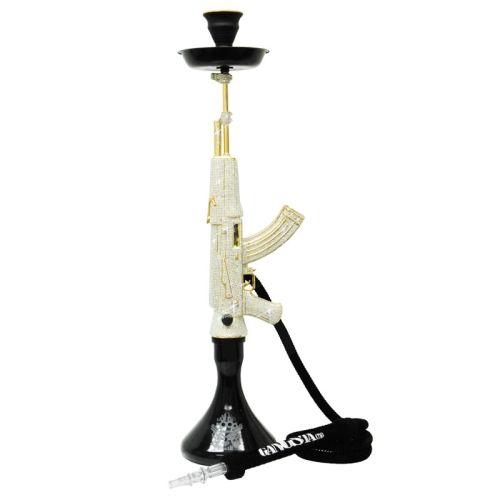 [5734] AK47 Style Gun Hookah W/ Diamonds