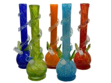 [5866] 16in Soft Glass Beaker W/ Leafs And Swirl