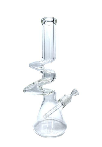 [5877] 14in Bent Zong Beaker Clear