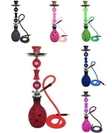 [643690614777] Zebra Sunshine Heart Hookah 2 Hose 18"