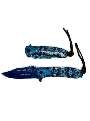 [638361816284] 4.5" Closed F/K Blue Ti Blade & Bolster Special Pattern Knife
