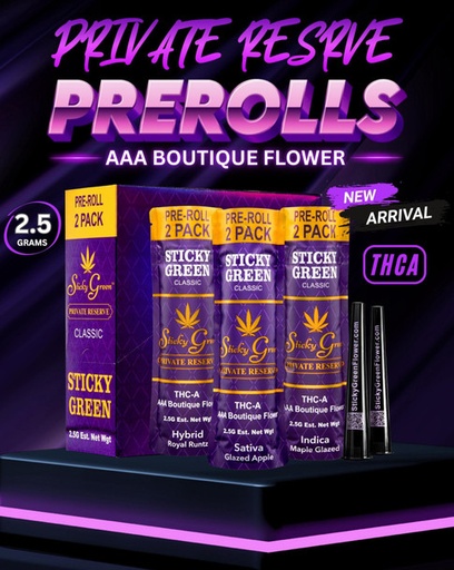 Sticky Green Private Reserve 2.5g 2ct Pre-Rolls