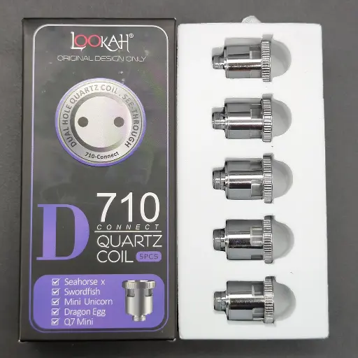 [6973199597887] Lookah Seahorse 710 Dual Hole Quartz See Through Coil 5pc