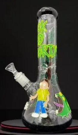 [6497] Rick And Morty Waterpipe Painted Art
