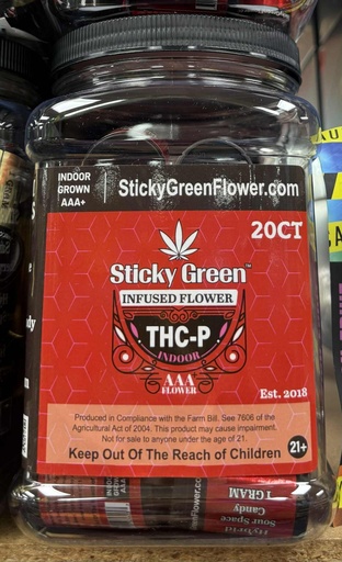 [791101636051] Sticky Green THCP 20ct Jar